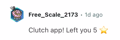 Comment from Free_Scale_2173 on the r/iOS from Oct 12, 2025, saying vibetone is a “clutch app” and left a 5-star rating